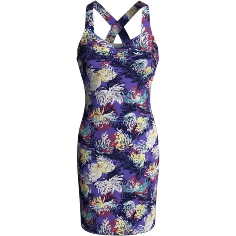 Zinni by Garnet Hill Purple Floral Racerback Swim Dress Cover Up XL